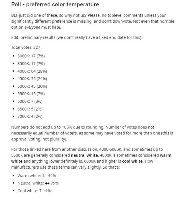 Poll for color temperature
