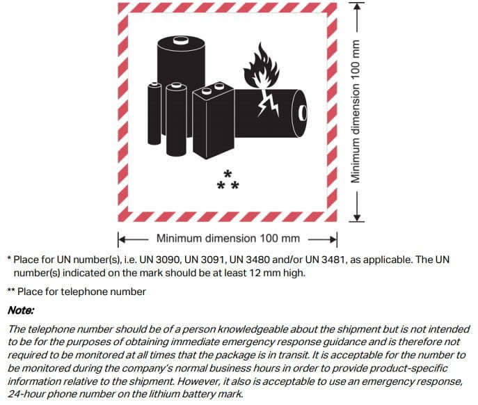 lithium ion battery mark