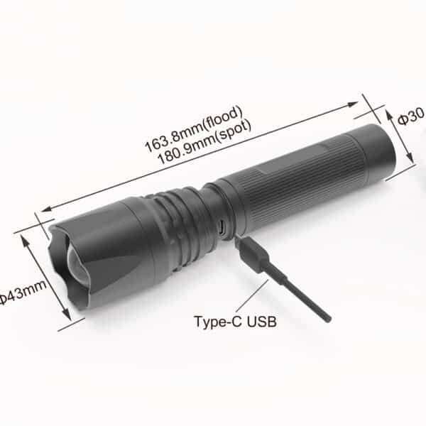 sa253 1100 lumen long beam distance led flashlight